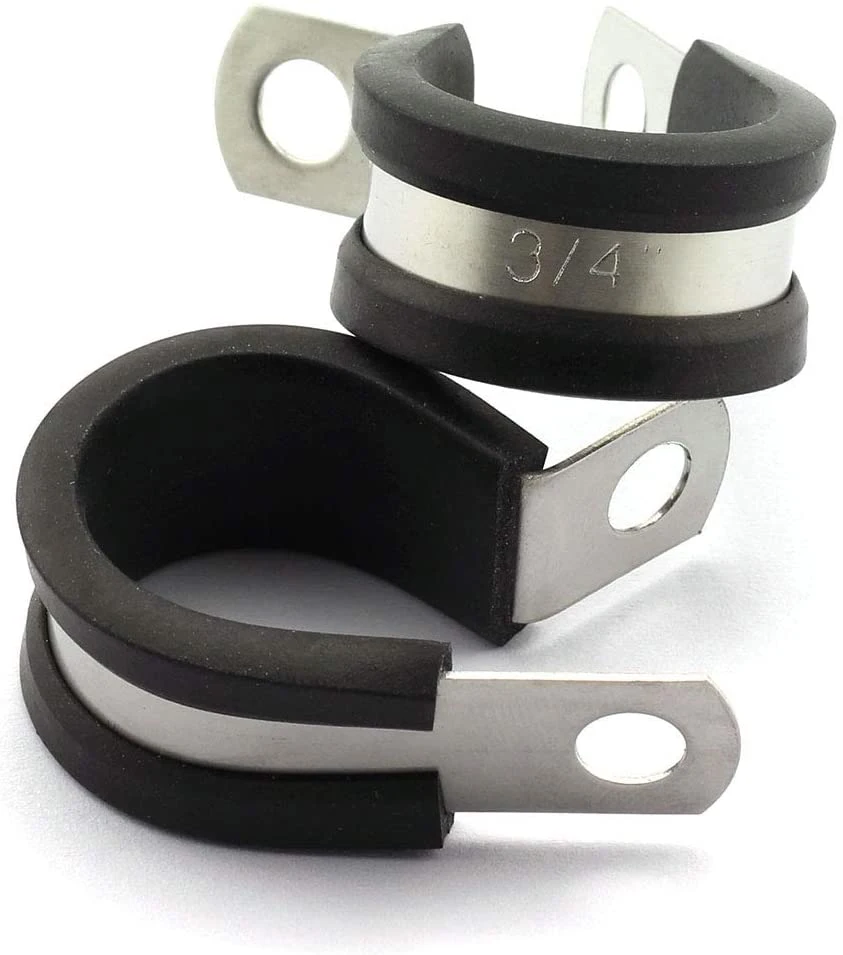 3/4 Inch Rubber Cushioned Cable Clamp 304 Stainless Steel Buffer and Insulated Hose Clamp