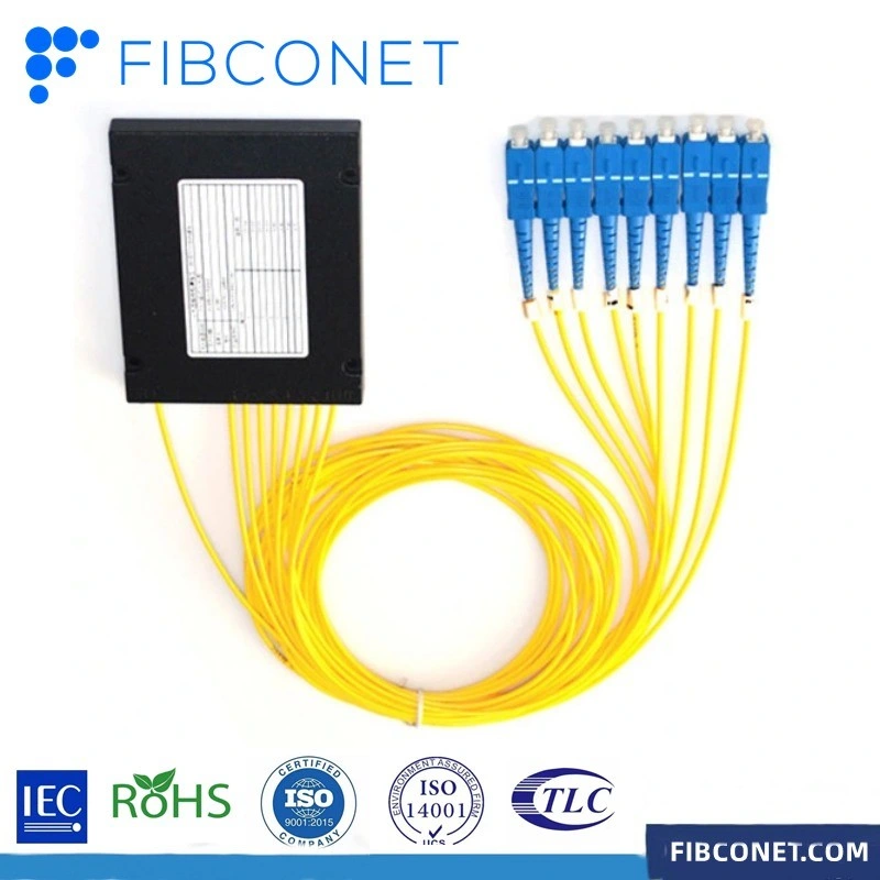 FTTH Splitter ABS Box Single Mode Fiber Optic PLC 2mm 3mm Mini Steel Tube Module Lgx 1X2/4/6/8/16/32 Optical PLC Splitter