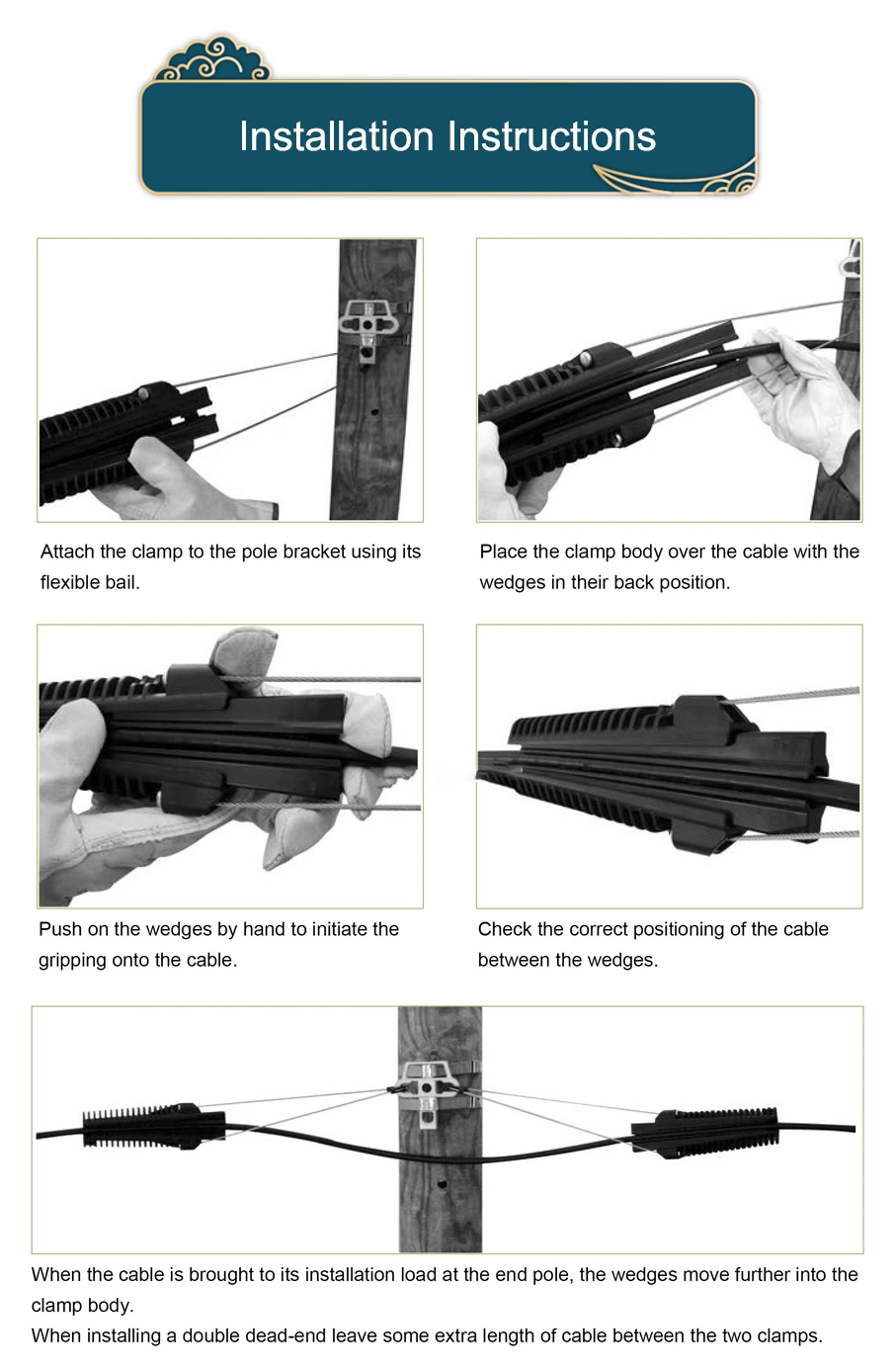 Customized Plastic Clip for Fiber Aerial Cable Clamp Anchoring Cable Suspension Clamp