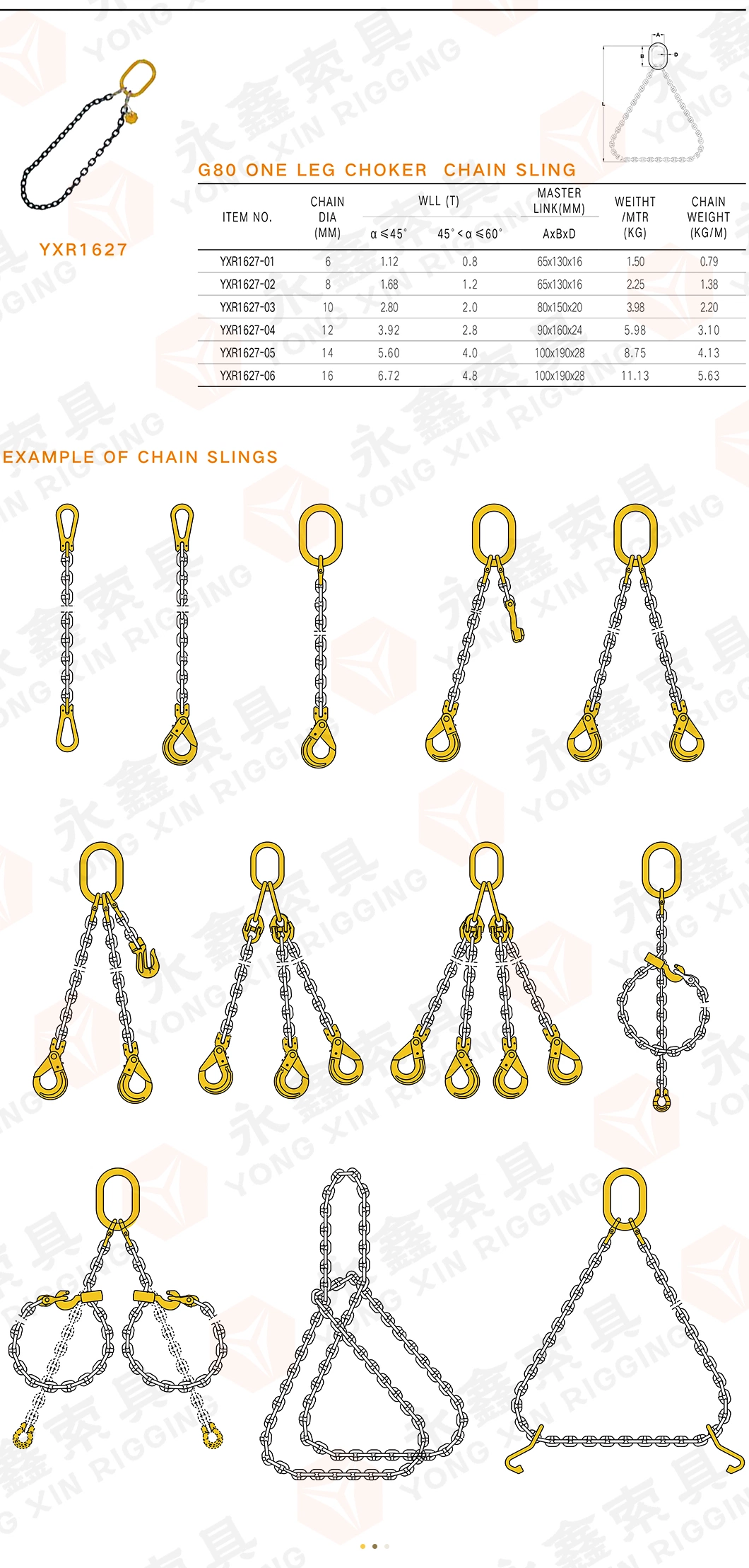 OEM Sling 3ton G80 Red Choker Crane Webbing Oil Drum Master Link Chain Slings for Lifting Chains Factory|Sling Chain with Hook Lifting Chain