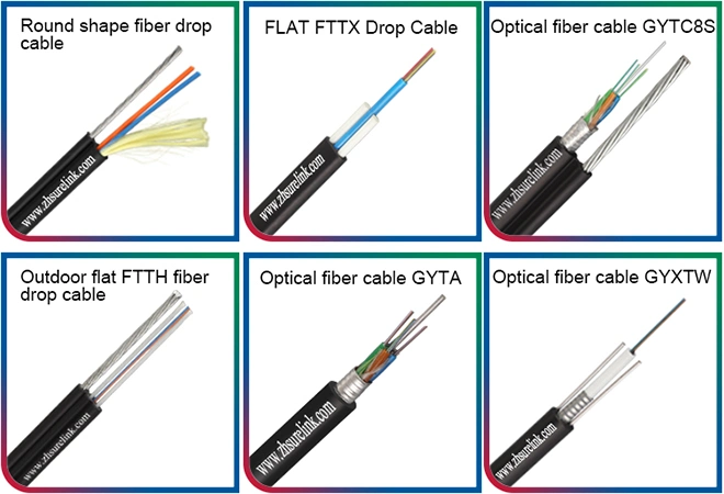 Surelink 1core 2core Fiber Optic Cable FTTH FTTX FRP Single Mode Aerial G652D Single Mode Gyfxtby Fibra Optica Flat Drop Cable