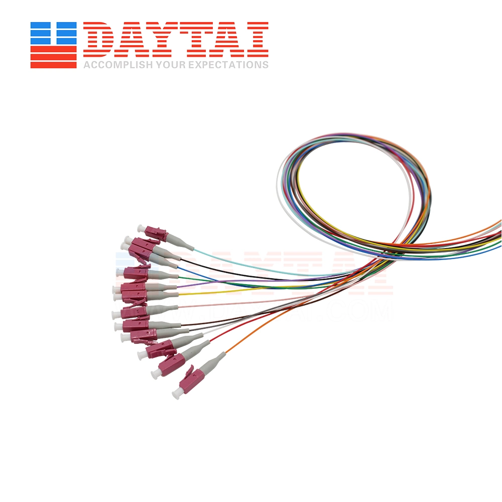 Outdoor Waterproof LC APC Upc Bundled Pigtail 12 Core 0.9mm Colorful Optical Fiber Pigtail