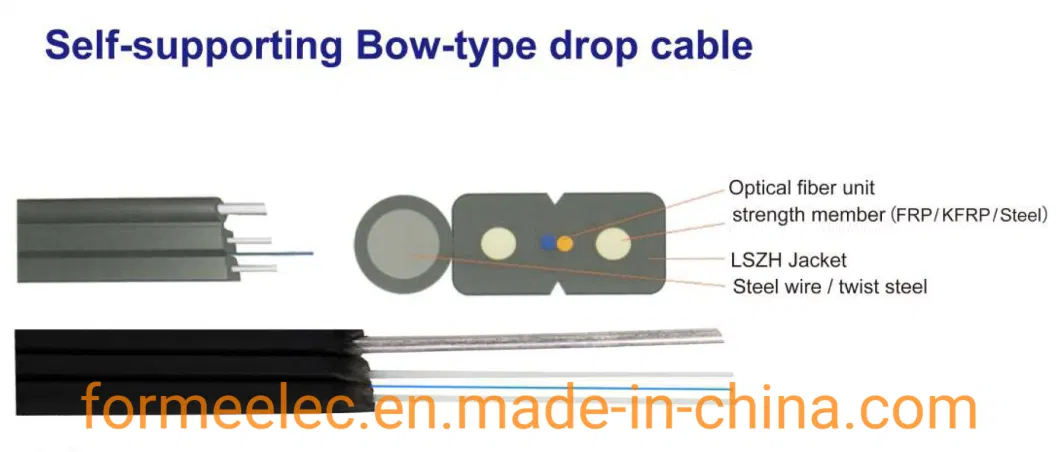 Network Cable Fiber Optic FTTH Cable 2 Core FTTH Drop Cable