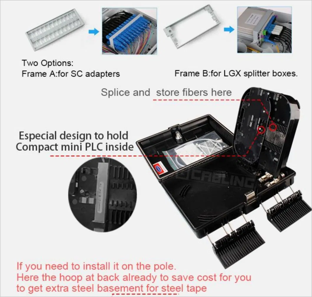 Gcabling FTTH Fiber Optic Box Wall Mount Distribution Box Price Outdoor Fiber Splice Box on Pole Wall Mount Fiber Termination Box for Fiber Optic Cable Use