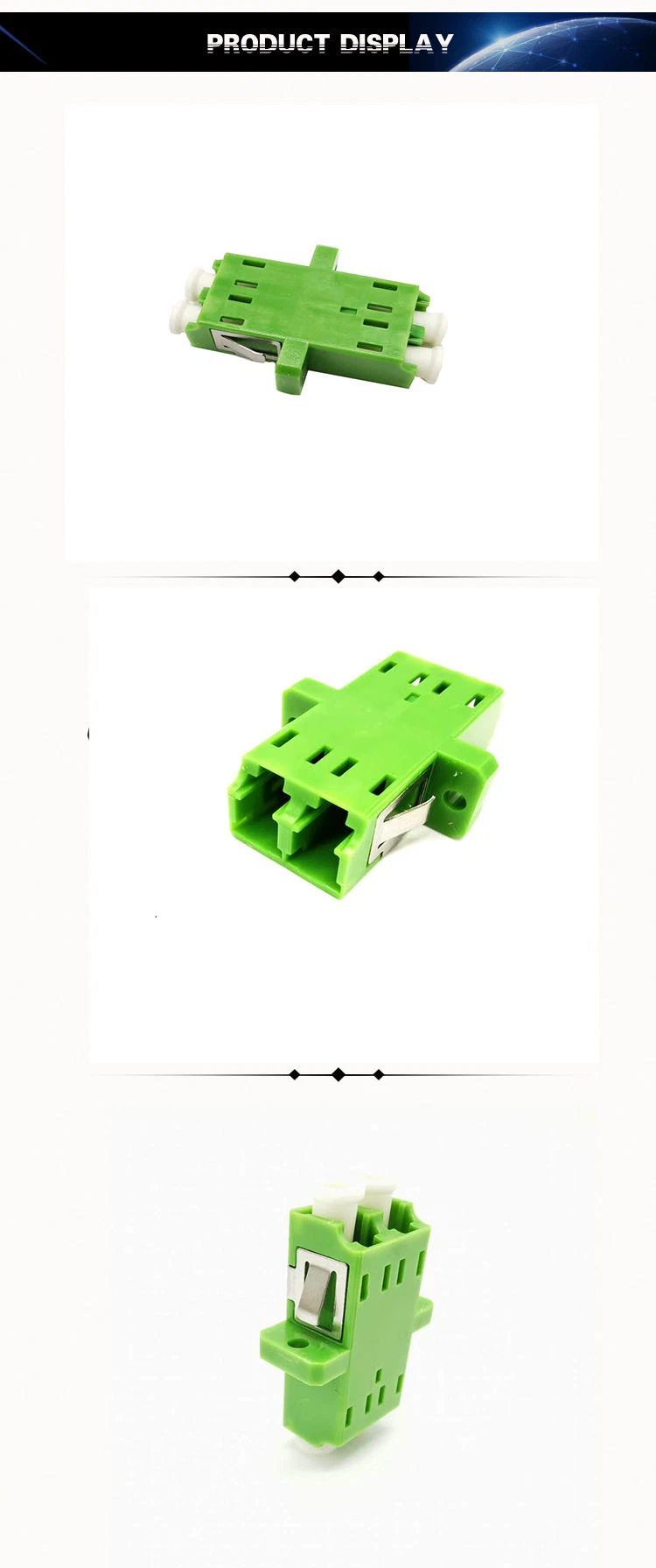 Factory Supply LC/APC Single Mode Duplex Fiber Optic Adapter with Flange