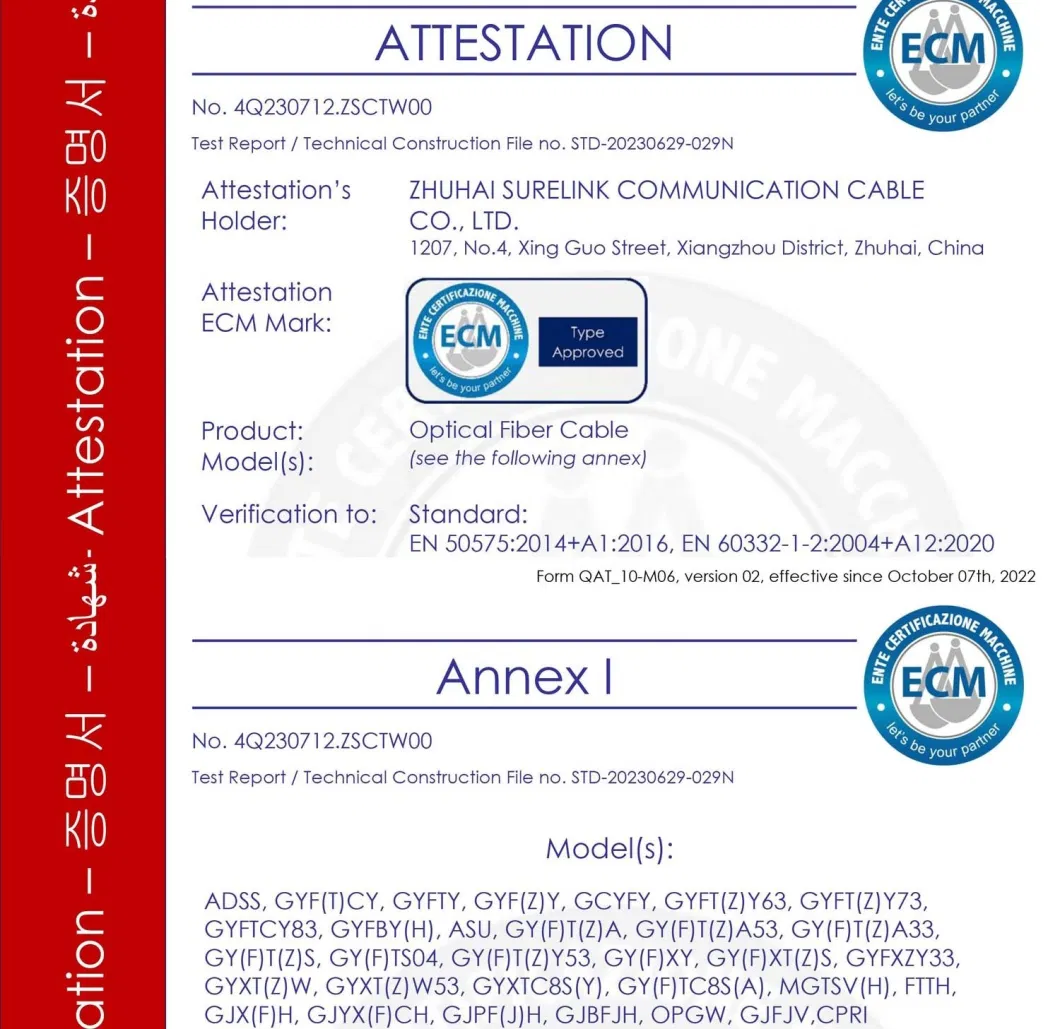 Surelink Om2 Om3 Om4 Sc FC LC 0.9mm 2.0mm 3.0mm FTTH Drop Fiber Patch Cable with Fast Connector Fibra Optica Patch Cord