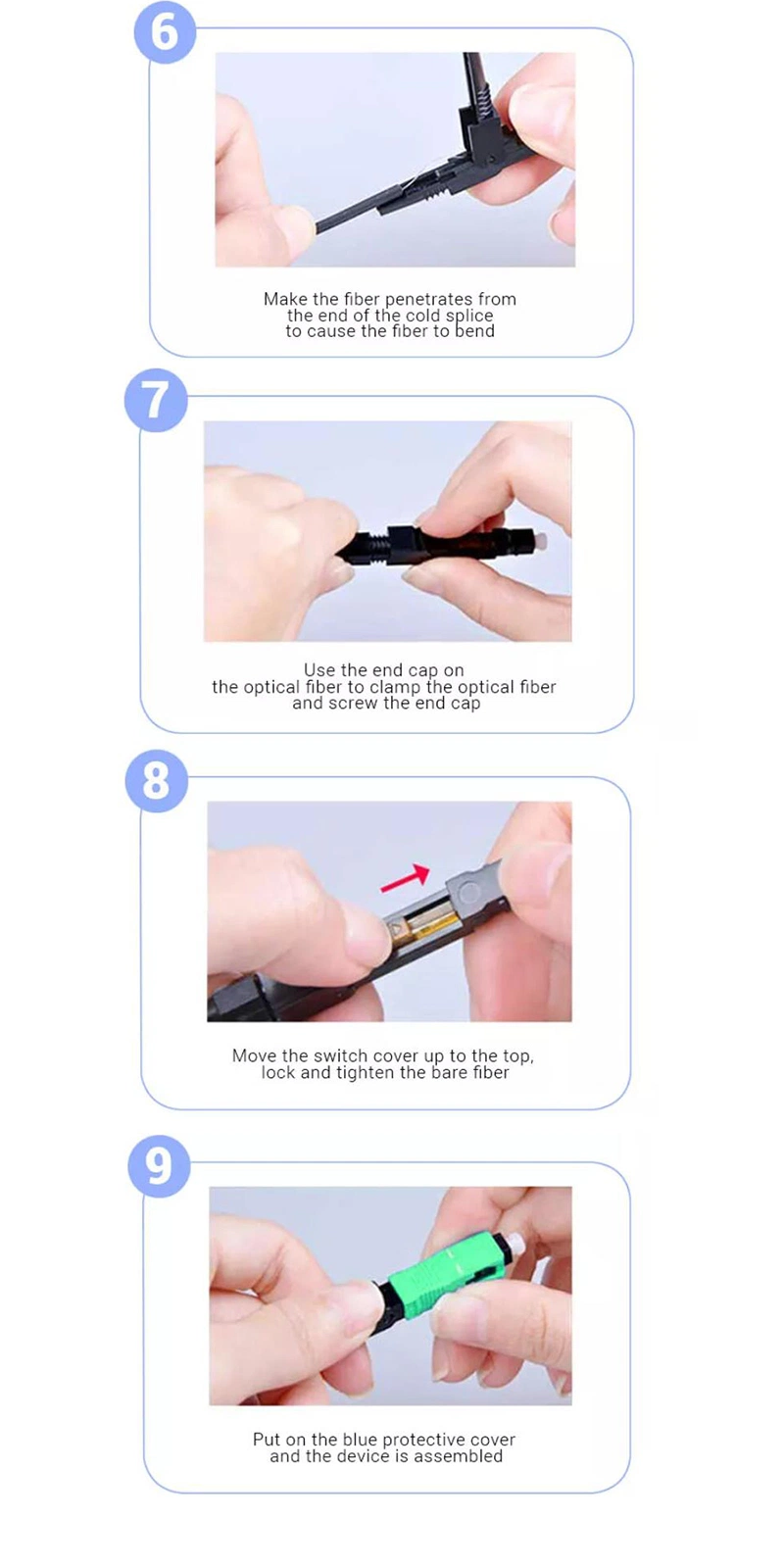 Repeated Use Sc APC Quick FTTH Drop Cable Fiber Optic Fast Connector