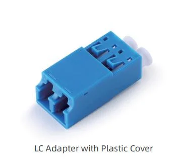 Patented LC Duplex Adapter with Inner Shutter, Traceable, Eye Safety and IP5X Dust-Proof Fiber Optic Adapter, Aqua Housing with Plastic Cover #G0006