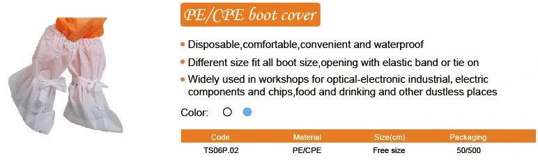 CPE Medical Waterproof Disposable Boot Cover with Elastic, Protective Disposable Overboots