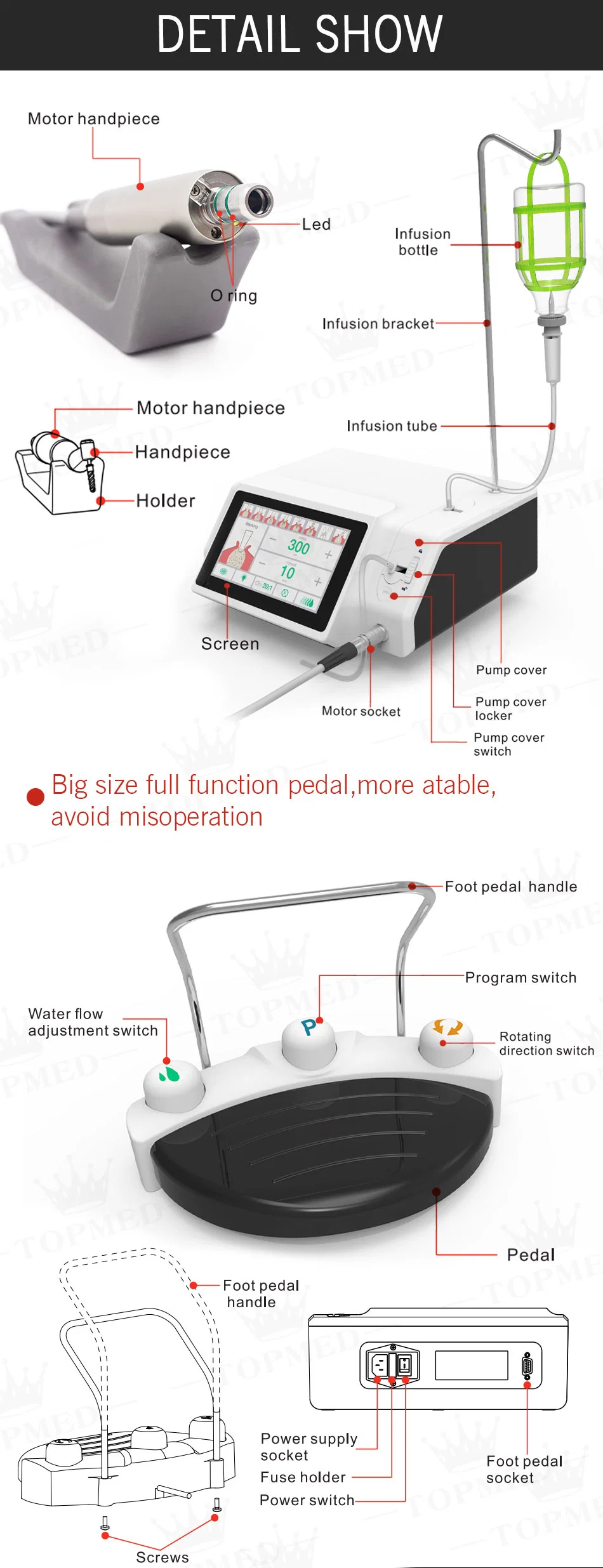 Torque Control Micro Touch Screen Fiber Optic Implant Motor Dental Equipment