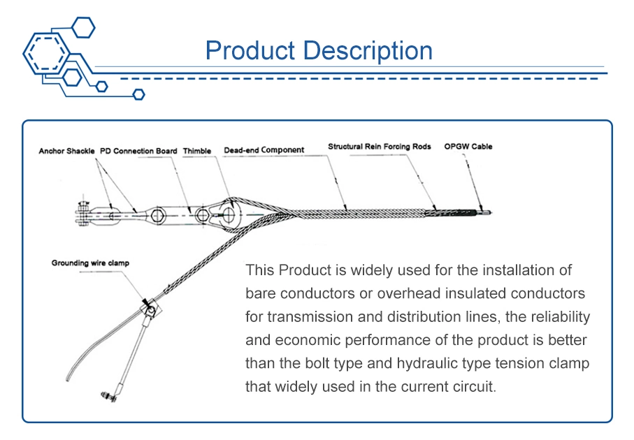 FTTH Drop Cable Hardware Dead End Tension Clamp for Fastening Cable