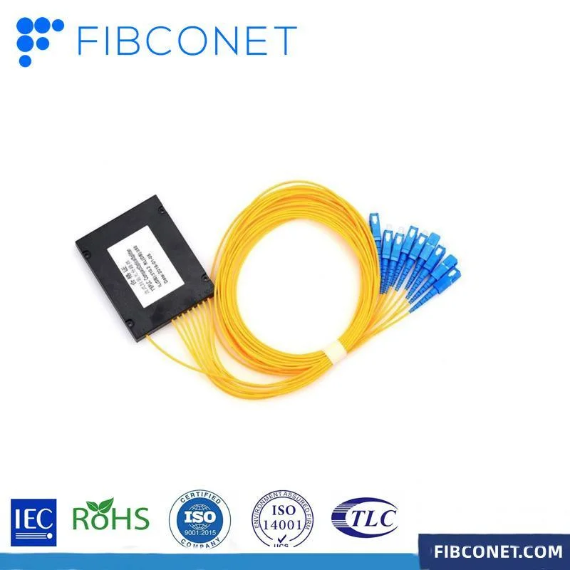 FTTH Splitter ABS Box Single Mode Fiber Optic PLC 2mm 3mm Mini Steel Tube Module Lgx 1X2/4/6/8/16/32 Optical PLC Splitter