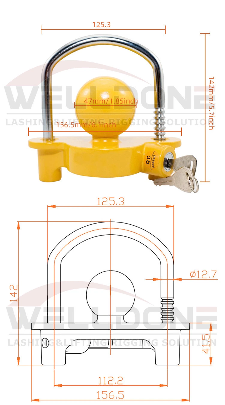 Universal Trailer Coupler Lock Tow Ball Hitch Lock with Key