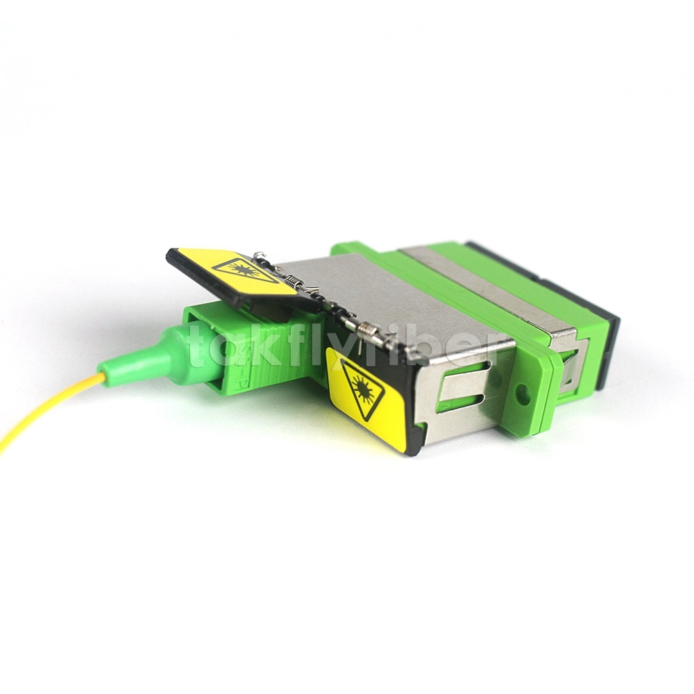 Green Color Sc Single Mode Duplex Adapter with Shutter