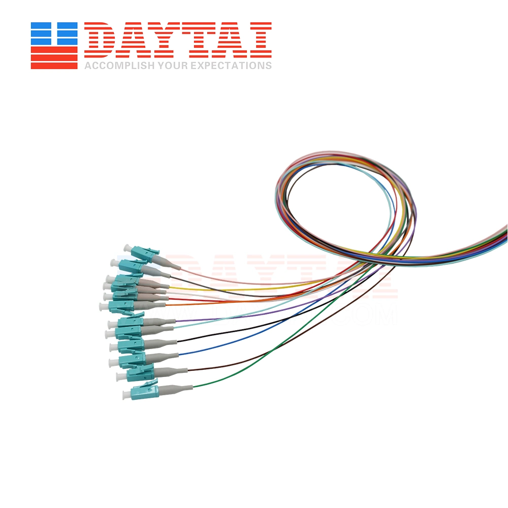 Outdoor Waterproof LC APC Upc Bundled Pigtail 12 Core 0.9mm Colorful Optical Fiber Pigtail