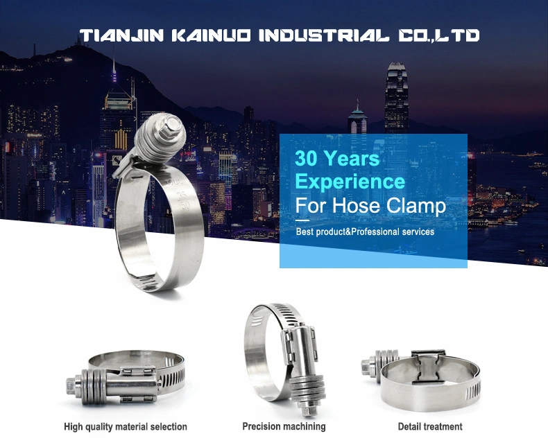 High Pressure W4 Stainless Steel Heavy Duty American Type Constant Tension Hose Tube Clamp, 14.2mm Bandwidth, 35-50mm