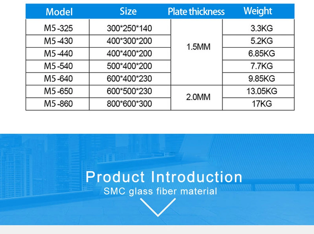 Outdoor Waterproof and Dustproof High-Pressure Equipment Cabinet 600*500*230mm IP65 Fiberglass Material