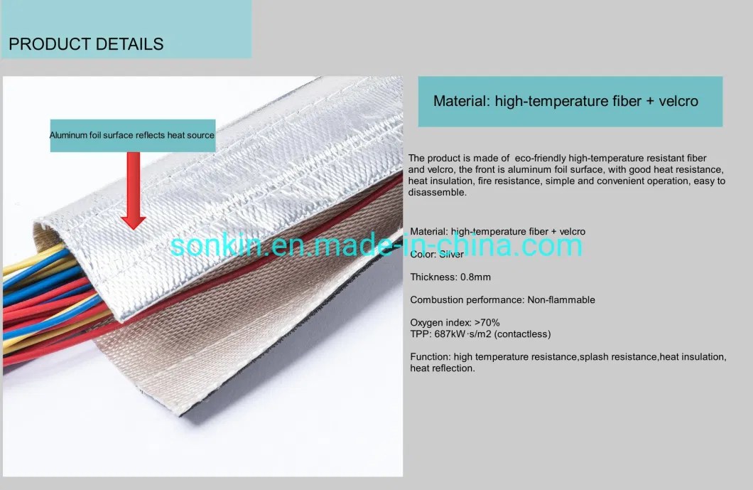 Flame Retardant High Temperature Resistant Cable Protective Sleeve Wire Protection Cover Velcro