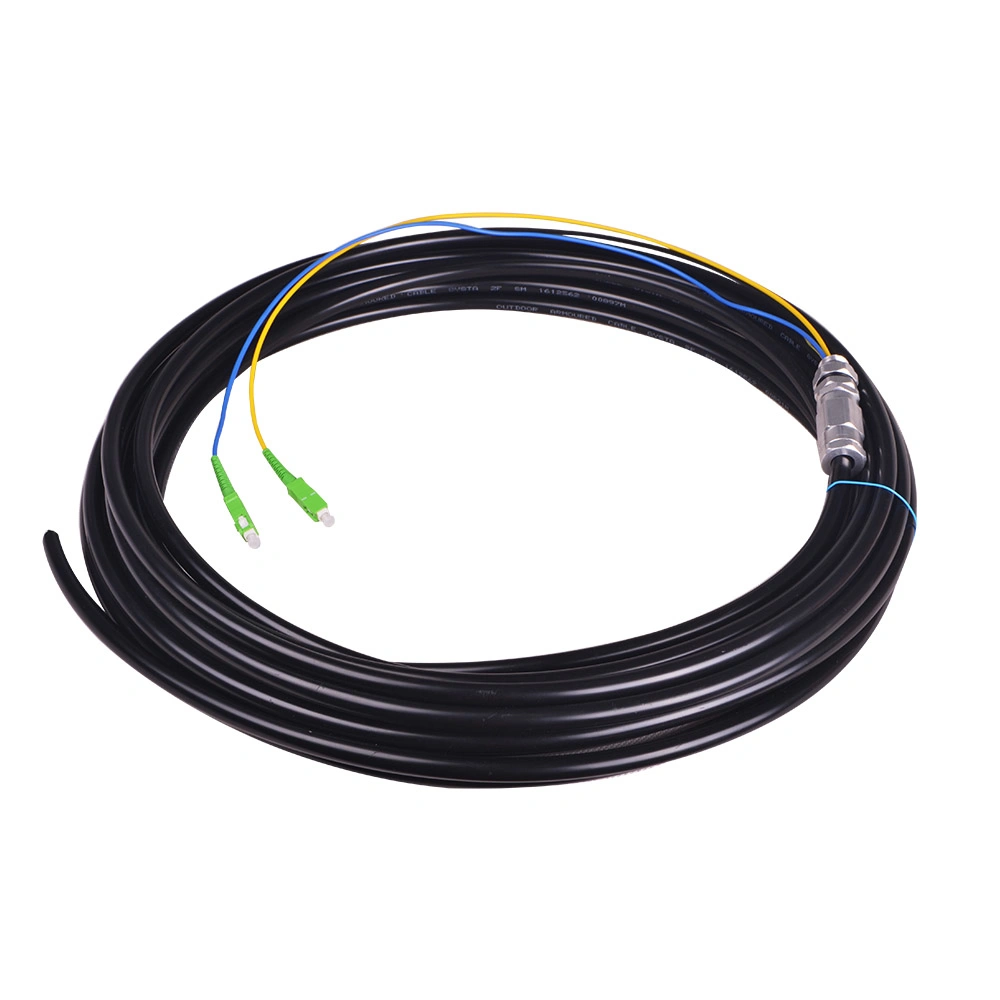 Waterproof Black Pigtail 2/4 Cores Armored Fiber Optic Pigtail Cable with Plug and Socket