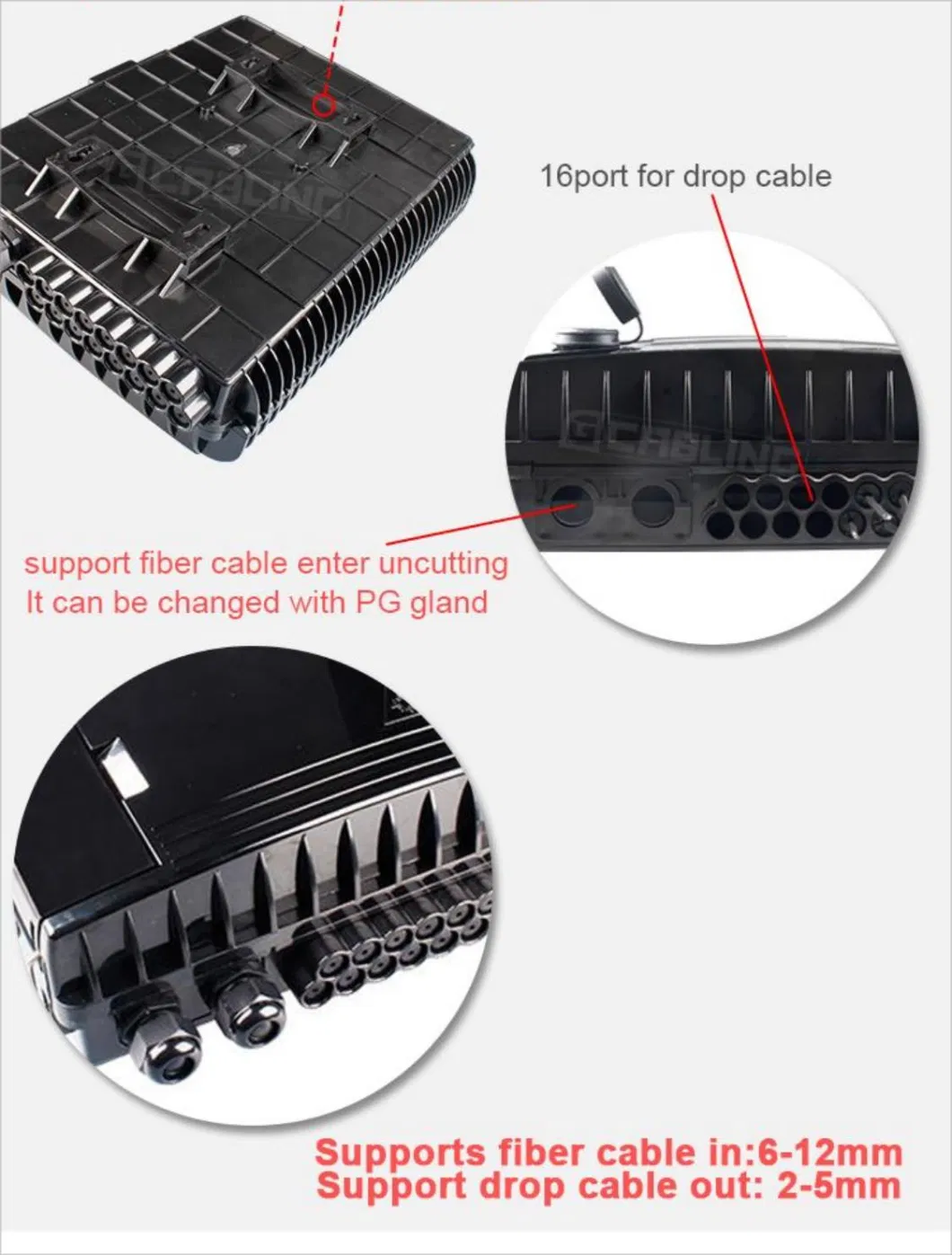 Gcabling FTTH Fiber Optic Box Wall Mount Distribution Box Price Outdoor Fiber Splice Box on Pole Wall Mount Fiber Termination Box for Fiber Optic Cable Use