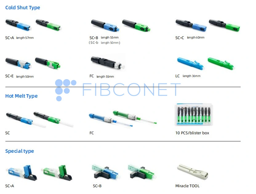 FTTH Sc APC/Upc Fiber Optic Quick Connector for Drop Cable