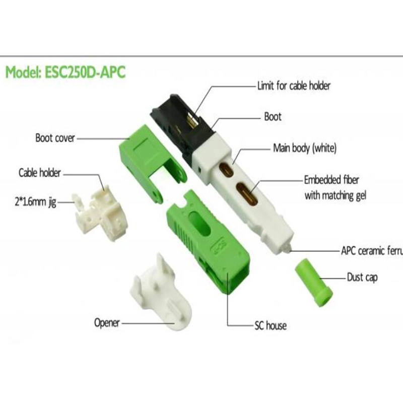 Cable Grip Field Installable Fiber Optic Adapter Sc APC Fast Connector