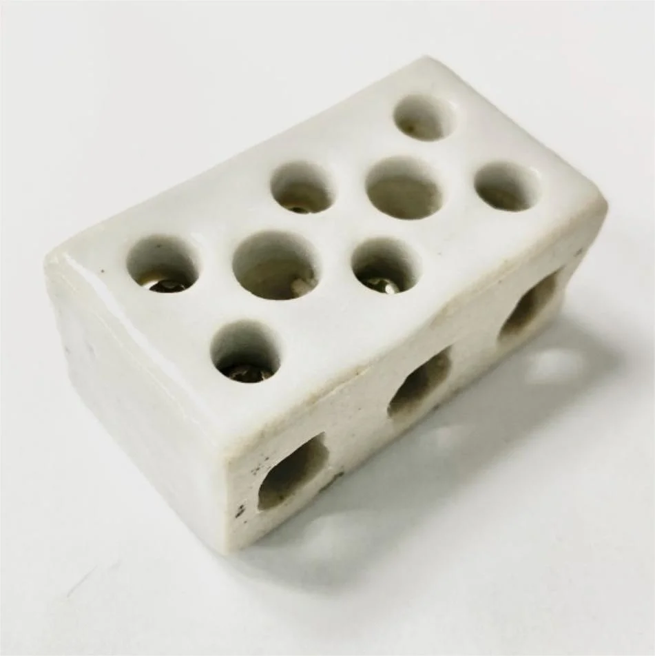 1538-1 15A 3 Pole 8 Holes White Glezed Ceramic Porcelain Terminal Block