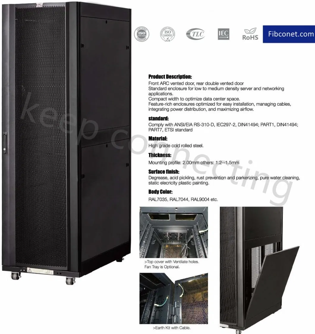 Fiber Optic Cross Connect Telecom Server Rack 19inch 4u-42u Distribution Network Cabinet