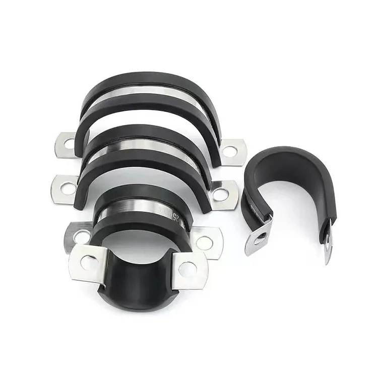 Stainless Steel Cable Tube Clamp, Rubber Cushioned Insulated Wire Clamp
