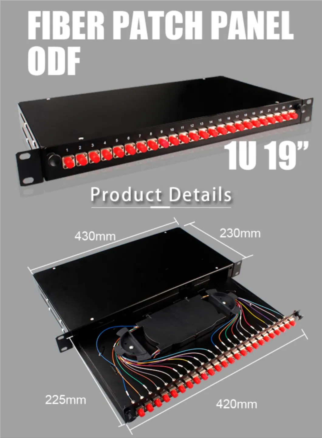 Gcabling 24 48 Core ODF 19 Rack Mount Fiber Optical Patch Panel for Outdoor