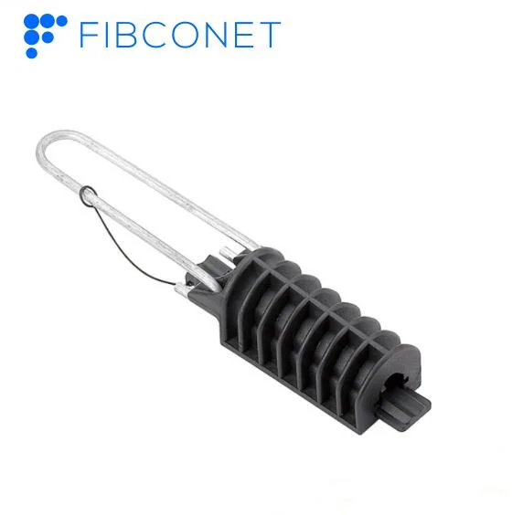 FTTH Fiber Optic Drop Wire Clamp Nylon Material Steel Hook Tension Wire Plastic Cable Clamp