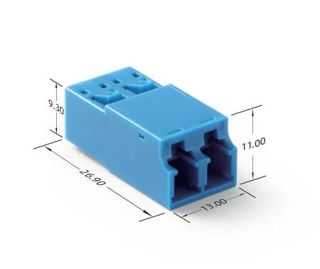 Patented LC Duplex Adapter with Inner Shutter, Traceable, Eye Safety and IP5X Dust-Proof Fiber Optic Adapter, Aqua Housing with Plastic Cover #G0006