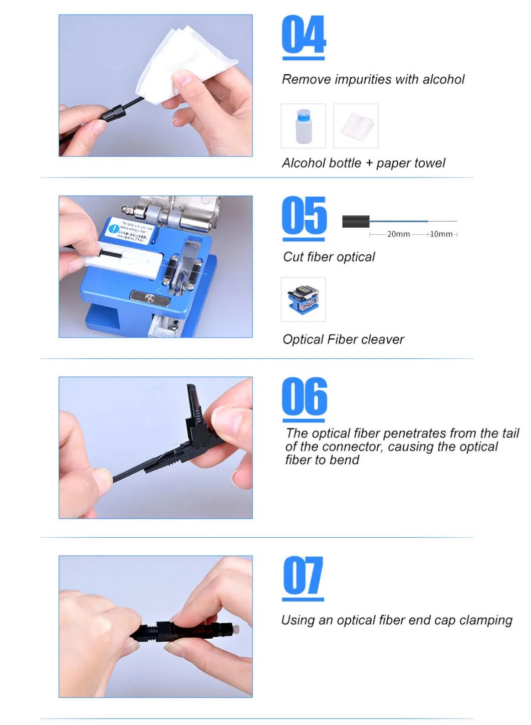 Factory Low dB Loss New Type Sc Upc APC FTTH Optic Fiber Fast Connector