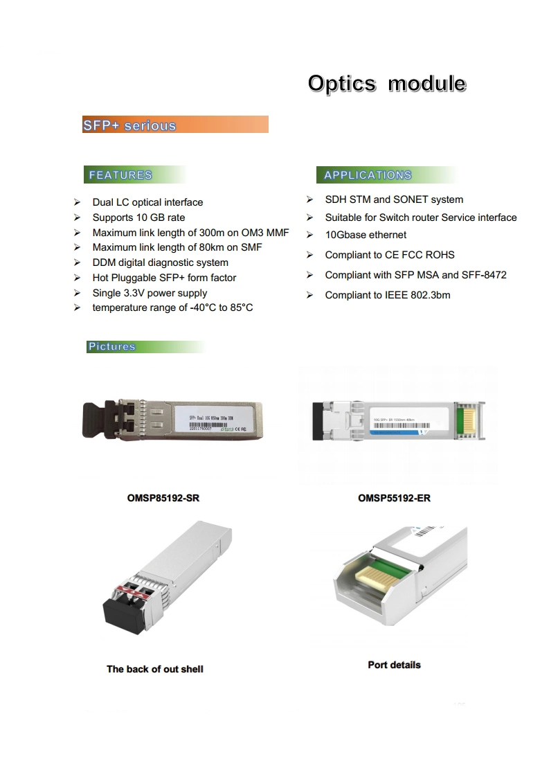 10g Base Quality SFP+ 1310nm Fiber 10km Dual LC Ddm