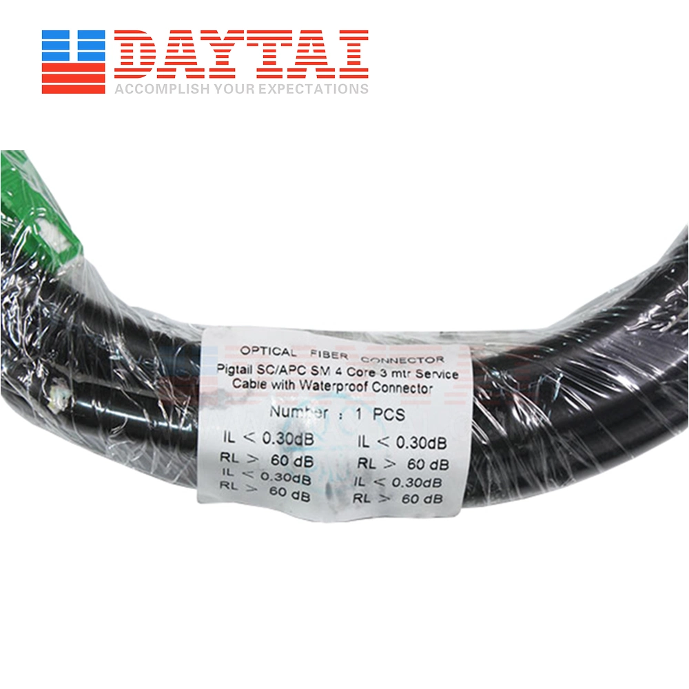 2 4 8 12 Core Sm Waterproof Pigtail Sc LC FC Patch Cord LSZH PVC Pigtail Round Cable