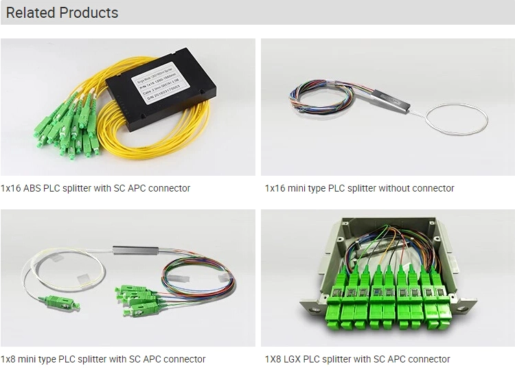 FTTH 1X2, 1X4, 1X8, 1X16, 1X32 Mini Tube Fiber Optic PLC Splitter