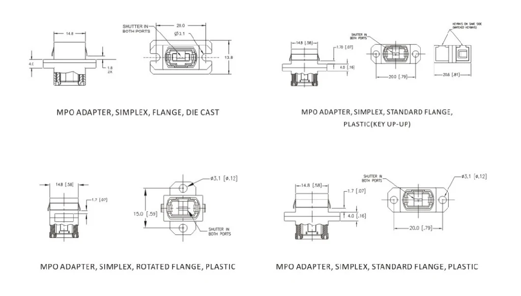 FTTH Fiber Optic/Optical Sm mm ABS/PBT MTP/MPO Adapter