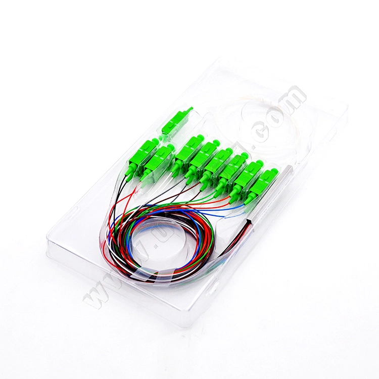 FTTH Fiber Optic Micro PLC Splitter Passive Cable Sc/APC Connector 1X16 Mini PLC Splitter