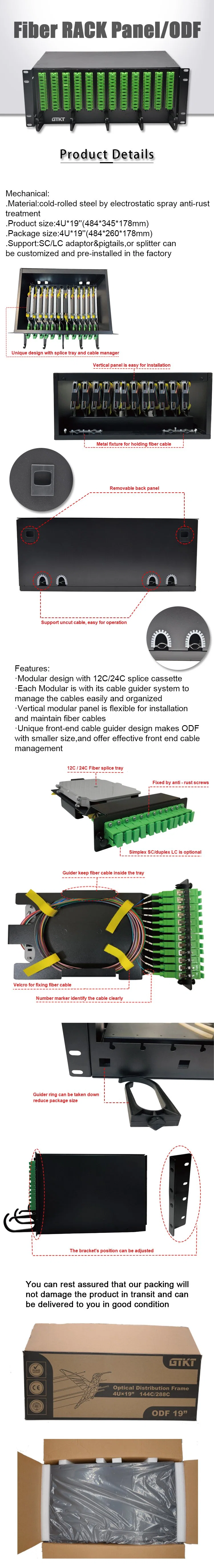 Gcabling Optical Distribution Frame 144 Fiber Optic Patch Panel Fiber ODF