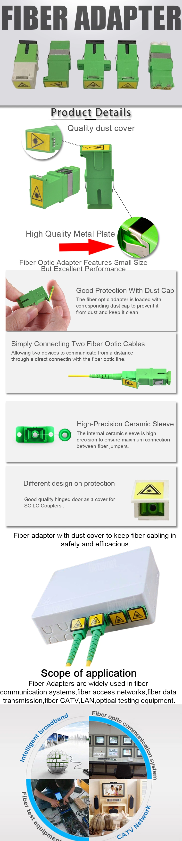 Geteknet Fiber Optical Coupler Dustproof Warning Sign FTTH connector Sx Core Sc Duplex LC Female to Female Fiber Optic Adapters