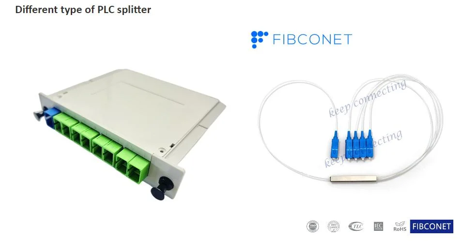 FTTH Splitter ABS Box Single Mode Fiber Optic PLC 2mm 3mm Mini Steel Tube Module Lgx 1X2/4/6/8/16/32 Optical PLC Splitter