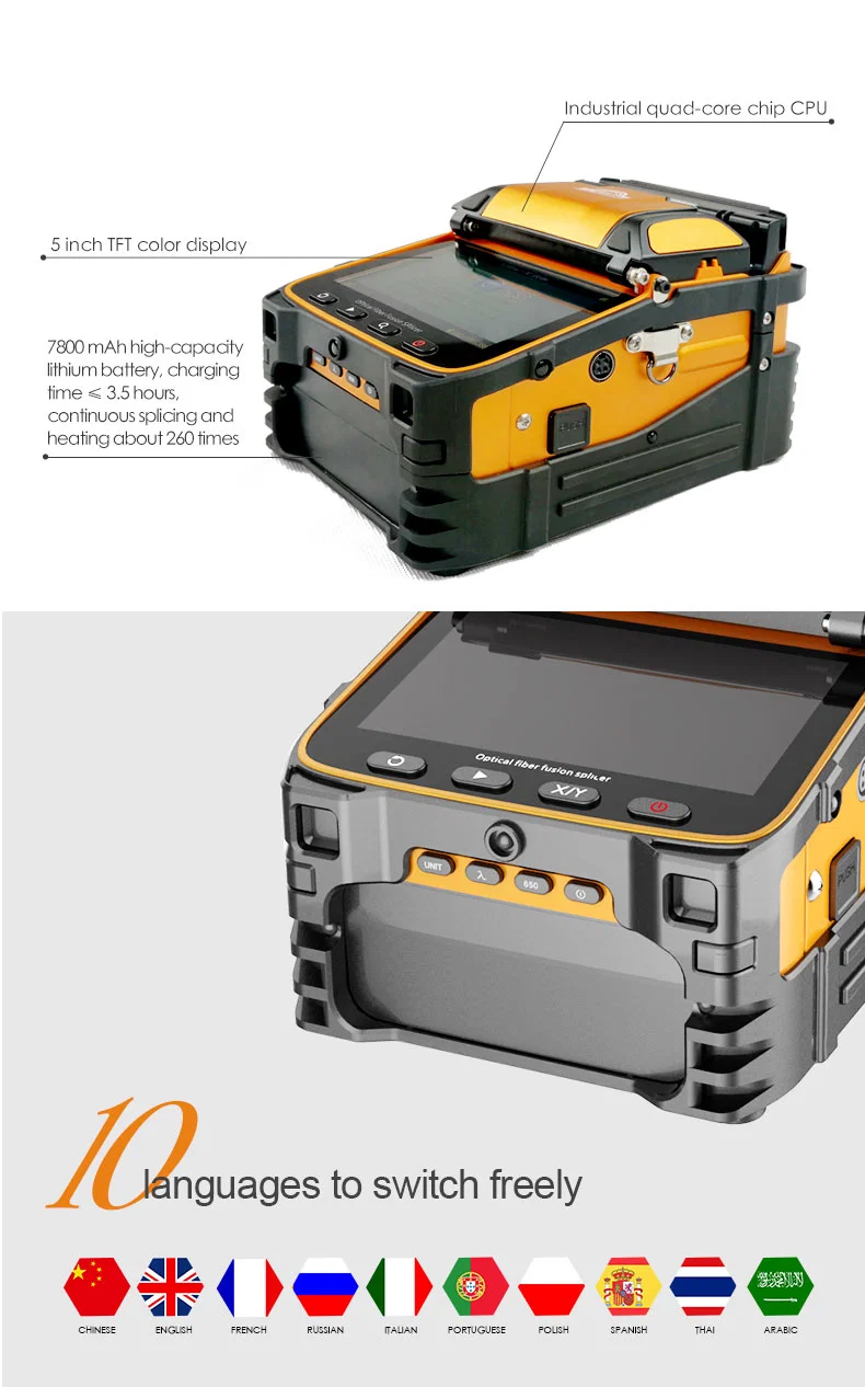 FTTH Ai-9 Automatic Intelligent Optical Fiber Fusion Splicer Fiber Optic Splicing Machine English and Spanish Language