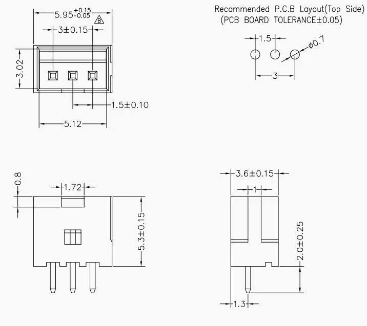 Jiln Quick Fitting 1.5mm 1502 Series 2~15 Pin Wafer Straight DIP, Wire to Board Connector