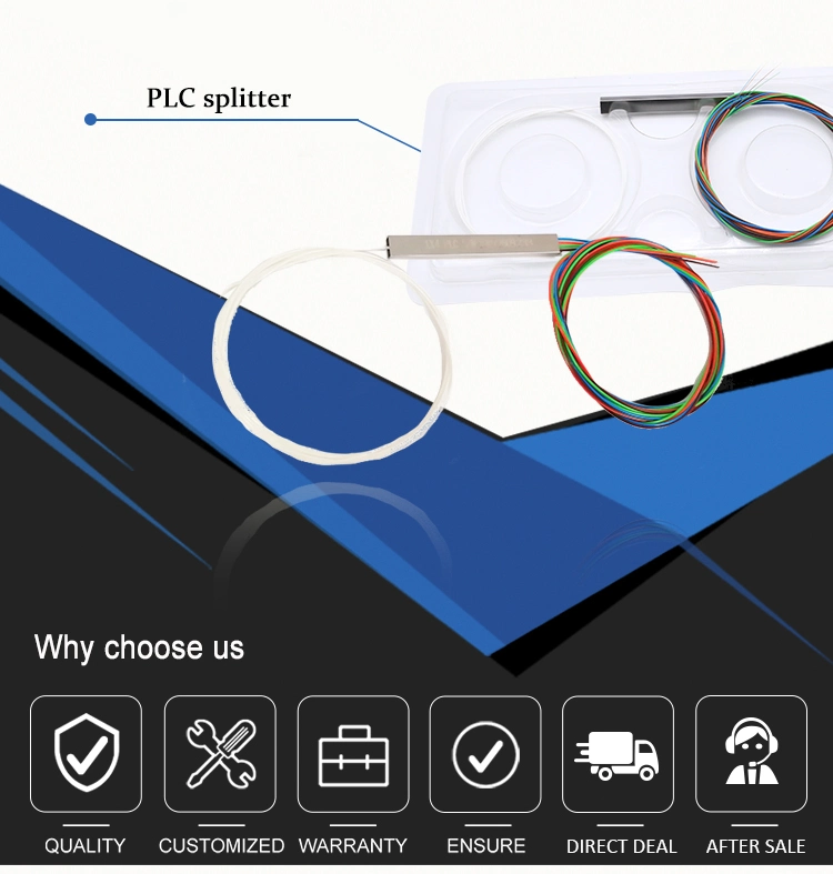 FTTH Passive Fiber Optical Splitter 1X2 Spliter PLC 1X4 1X8 1X16 1X32 1X64 PLC Splitter