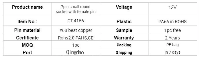 Hot Item 7 Pin Trailer Small Round Plastic Socket Plug Trailer Connector