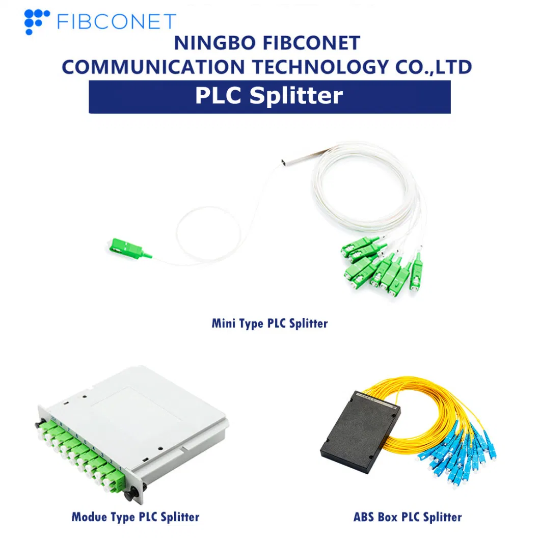 FTTH 1X2 1X4 1X8 1X16 Fbt Splitter Mini/Steel Tube/Lgx/Plugin/Module/ABS Box Splitter Fiber Optic Coupler Cassette Splitter Optical Fiber PLC Splitter