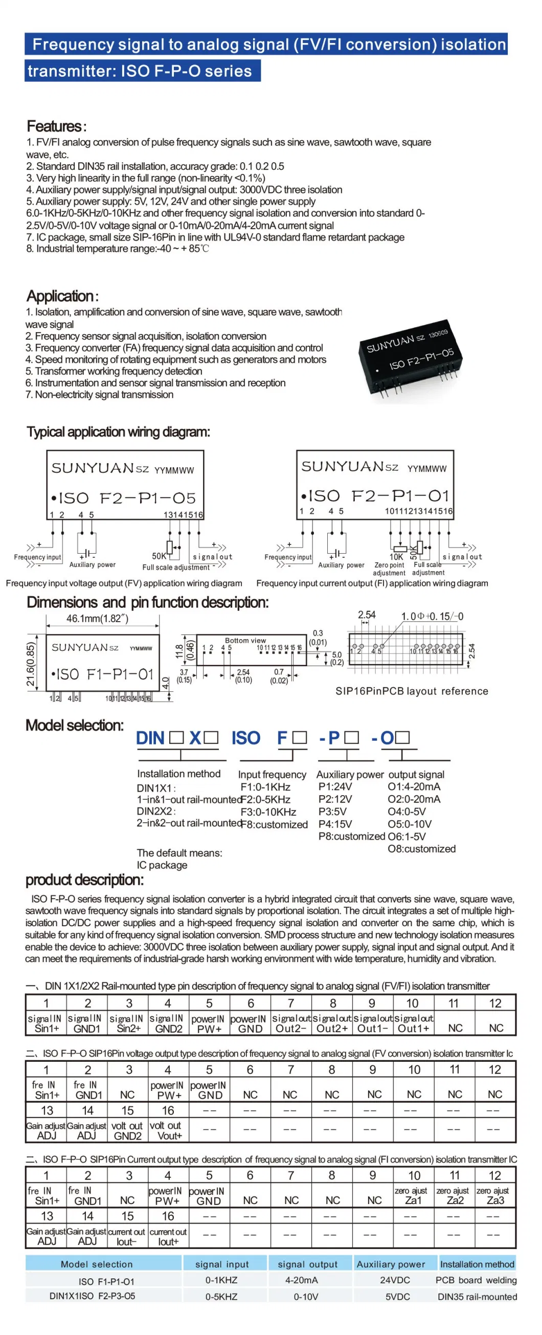 0-1kHz/0-5kHz/0-10kHz to 1-5V/0-5V/0-10V/4-20mA Isolated Signal Spliter