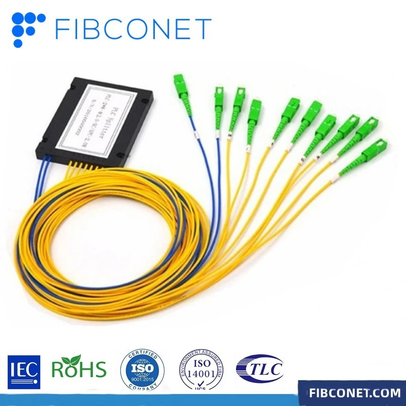 FTTH Splitter ABS Box Single Mode Fiber Optic PLC 2mm 3mm Mini Steel Tube Module Lgx 1X2/4/6/8/16/32 Optical PLC Splitter