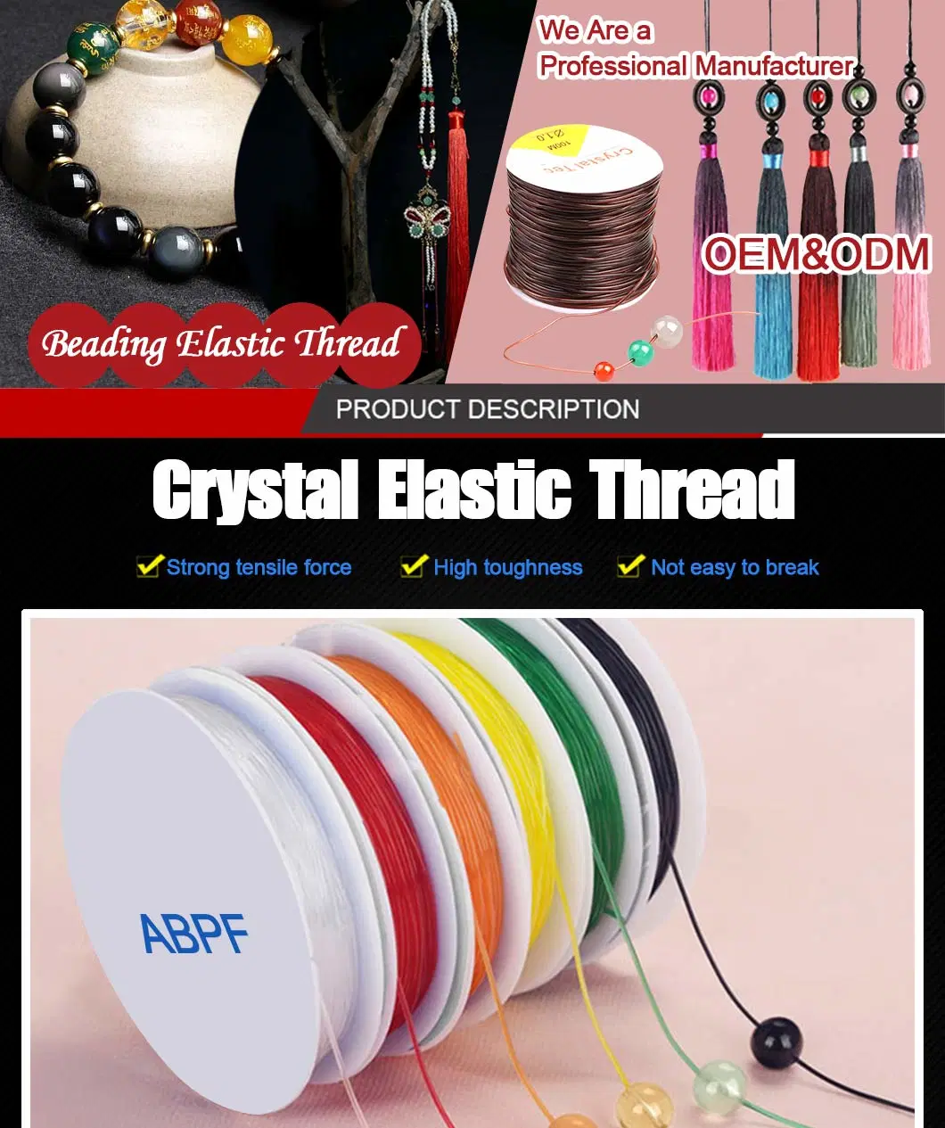 Wholesale Beading Flexible Elastic Thread Cord for Bracelet