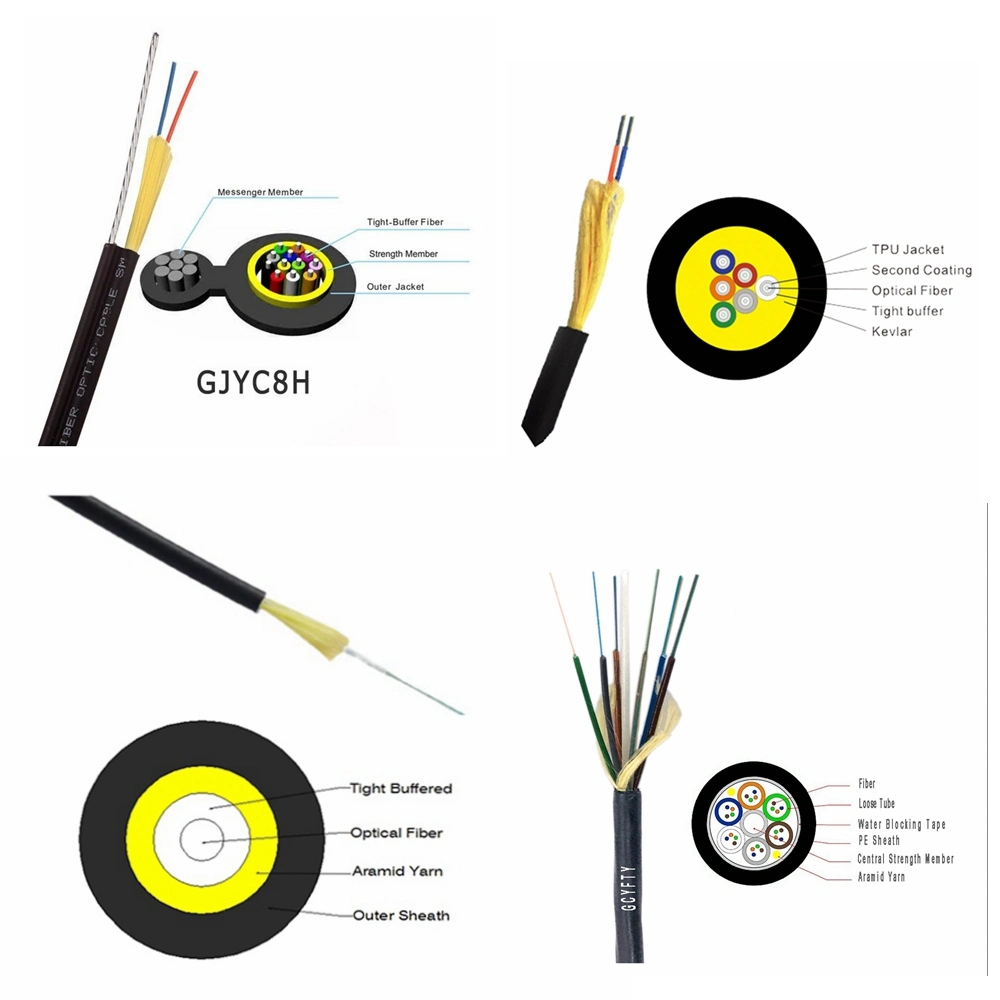 Fibre to Home Optical Duel 1 2 Core FTTH Single Mode Flat Fiber Optic Drop Cable